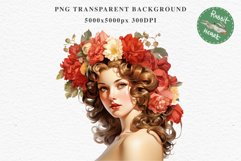 50s Christmas Floral Lady Clipart Retro Women PNG Pin Up Girl Art Image Watercolor Transparent Print illustration sublimation creepy printable digital watercolor floral christmas Lady, Retro Women clipart, xmas character house wife Girl art 