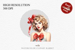 watercolor floral christmas Lady, Retro Women clipart, xmas character house wife Girl art  50s Christmas Floral Lady Clipart Retro Women PNG Pin Up Girl Art Image Watercolor Transparent Print illustration sublimation creepy printable digital