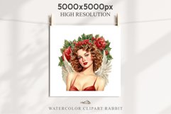 50s Christmas Floral Lady Clipart Retro Women PNG Pin Up Girl Art Image Watercolor Transparent Print illustration sublimation creepy printable digital watercolor floral christmas Lady, Retro Women clipart, xmas character house wife Girl art 