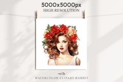 50s Christmas Floral Lady Clipart Retro Women PNG Pin Up Girl Art Image Watercolor Transparent Print illustration sublimation creepy printable digital watercolor floral christmas Lady, Retro Women clipart, xmas character house wife Girl art 