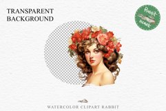 50s Christmas Floral Lady Clipart Retro Women PNG Pin Up Girl Art Image Watercolor Transparent Print illustration sublimation creepy printable digital watercolor floral christmas Lady, Retro Women clipart, xmas character house wife Girl art 
