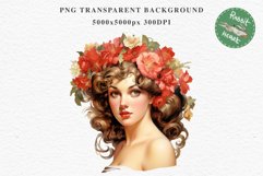 50s Christmas Floral Lady Clipart Retro Women PNG Pin Up Girl Art Image Watercolor Transparent Print illustration sublimation creepy printable digital watercolor floral christmas Lady, Retro Women clipart, xmas character house wife Girl art 