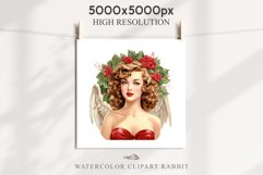 50s Christmas Floral Lady Clipart Retro Women PNG Pin Up Girl Art Image Watercolor Transparent Print illustration sublimation creepy printable digital watercolor floral christmas Lady, Retro Women clipart, xmas character house wife Girl art 