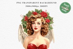 50s Christmas Floral Lady Clipart Retro Women PNG Pin Up Girl Art Image Watercolor Transparent Print illustration sublimation creepy printable digital watercolor floral christmas Lady, Retro Women clipart, xmas character house wife Girl art 