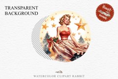50s Christmas Lady Clipart Retro House Wife Women PNG Pin Up Girl Art Image Watercolor Transparent Print illustration sublimation creepy printable digital watercolor Pink Pin Up christmas Lady, Retro Women clipart, xmas character house wife Girl art 