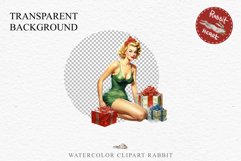 50s Christmas Lady Clipart Retro House Wife Women PNG Pin Up Girl Art Image Watercolor Transparent Print illustration sublimation creepy printable digital  watercolor Pink Pin Up christmas Lady, Retro Women clipart, xmas character house wife Girl art 