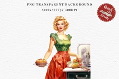 50s Christmas Lady Clipart Retro House Wife Women PNG Pin Up Girl Art Image Watercolor Transparent Print illustration sublimation creepy printable digital  watercolor Pink Pin Up christmas Lady, Retro Women clipart, xmas character house wife Girl art 