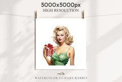 50s Christmas Lady Clipart Retro House Wife Women PNG Pin Up Girl Art Image Watercolor Transparent Print illustration sublimation creepy printable digital  watercolor Pink Pin Up christmas Lady, Retro Women clipart, xmas character house wife Girl art 