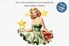 50s Christmas Lady Clipart Retro House Wife Women PNG Pin Up Girl Art Image Watercolor Transparent Print illustration sublimation creepy printable digital watercolor Pink Pin Up christmas Lady, Retro Women clipart, xmas character house wife Girl art 