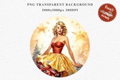 50s Christmas Lady Clipart Retro House Wife Women PNG Pin Up Girl Art Image Watercolor Transparent Print illustration sublimation creepy printable digital watercolor Pink Pin Up christmas Lady, Retro Women clipart, xmas character house wife Girl art 