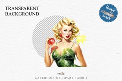50s Christmas Lady Clipart Retro House Wife Women PNG Pin Up Girl Art Image Watercolor Transparent Print illustration sublimation creepy printable digital watercolor Pink Pin Up christmas Lady, Retro Women clipart, xmas character house wife Girl art 