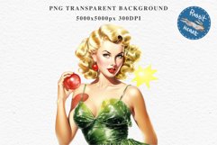 50s Christmas Lady Clipart Retro House Wife Women PNG Pin Up Girl Art Image Watercolor Transparent Print illustration sublimation creepy printable digital watercolor Pink Pin Up christmas Lady, Retro Women clipart, xmas character house wife Girl art 