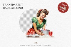 50s Christmas Lady Clipart Retro House Wife Women PNG Pin Up Girl Art Image Watercolor Transparent Print illustration sublimation creepy printable digital  watercolor Pink Pin Up christmas Lady, Retro Women clipart, xmas character house wife Girl art 