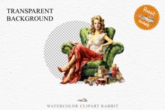 50s Christmas Lady Clipart Retro House Wife Women PNG Pin Up Girl Art Image Watercolor Transparent Print illustration sublimation creepy printable digital watercolor Pink Pin Up christmas Lady, Retro Women clipart, xmas character house wife Girl art 