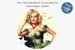 50s Christmas Lady Clipart Retro House Wife Women PNG Pin Up Girl Art Image Watercolor Transparent Print illustration sublimation creepy printable digital watercolor Pink Pin Up christmas Lady, Retro Women clipart, xmas character house wife Girl art 