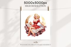50s Christmas Lady Clipart Retro House Wife Women PNG Pin Up Girl Art Image Watercolor Transparent Print illustration sublimation creepy printable digital watercolor Pink Pin Up christmas Lady, Retro Women clipart, xmas character house wife Girl art 