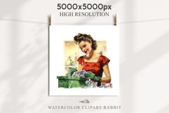 50s Christmas Lady Clipart Retro House Wife Women PNG Pin Up Girl Art Image Watercolor Transparent Print illustration sublimation creepy printable digital  watercolor Pink Pin Up christmas Lady, Retro Women clipart, xmas character house wife Girl art 