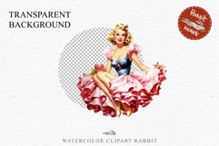 50s Christmas Lady Clipart Retro House Wife Women PNG Pin Up Girl Art Image Watercolor Transparent Print illustration sublimation creepy printable digital watercolor Pink Pin Up christmas Lady, Retro Women clipart, xmas character house wife Girl art 