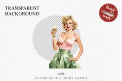 50s Christmas Lady Clipart Retro House Wife Women PNG Pin Up Girl Art Image Watercolor Transparent Print illustration sublimation creepy printable digital  watercolor Pink Pin Up christmas Lady, Retro Women clipart, xmas character house wife Girl art 