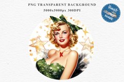 50s Christmas Lady Clipart Retro House Wife Women PNG Pin Up Girl Art Image Watercolor Transparent Print illustration sublimation creepy printable digital watercolor Pink Pin Up christmas Lady, Retro Women clipart, xmas character house wife Girl art 