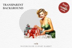 50s Christmas Lady Clipart Retro House Wife Women PNG Pin Up Girl Art Image Watercolor Transparent Print illustration sublimation creepy printable digital  watercolor Pink Pin Up christmas Lady, Retro Women clipart, xmas character house wife Girl art 