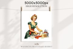 50s Christmas Lady Clipart Retro House Wife Women PNG Pin Up Girl Art Image Watercolor Transparent Print illustration sublimation creepy printable digital  watercolor Pink Pin Up christmas Lady, Retro Women clipart, xmas character house wife Girl art 