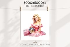 50s Christmas Lady Clipart Retro House Wife Women PNG Pin Up Girl Art Image Watercolor Transparent Print illustration sublimation creepy printable digital watercolor Pink Pin Up christmas Lady, Retro Women clipart, xmas character house wife Girl art 