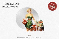 50s Christmas Lady Clipart Retro House Wife Women PNG Pin Up Girl Art Image Watercolor Transparent Print illustration sublimation creepy printable digital  watercolor Pink Pin Up christmas Lady, Retro Women clipart, xmas character house wife Girl art 