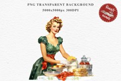 50s Christmas Lady Clipart Retro House Wife Women PNG Pin Up Girl Art Image Watercolor Transparent Print illustration sublimation creepy printable digital  watercolor Pink Pin Up christmas Lady, Retro Women clipart, xmas character house wife Girl art 