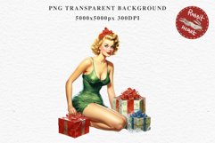 50s Christmas Lady Clipart Retro House Wife Women PNG Pin Up Girl Art Image Watercolor Transparent Print illustration sublimation creepy printable digital  watercolor Pink Pin Up christmas Lady, Retro Women clipart, xmas character house wife Girl art 