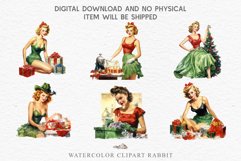 50s Christmas Lady Clipart Retro House Wife Women PNG Pin Up Girl Art Image Watercolor Transparent Print illustration sublimation creepy printable digital watercolor Pink Pin Up christmas Lady, Retro Women clipart, xmas character house wife Girl art 