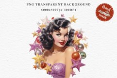 50s Christmas Lady Clipart Retro House Wife Women PNG Pin Up Girl Art Image Watercolor Transparent Print illustration sublimation creepy printable digital watercolor Pink Pin Up christmas Lady, Retro Women clipart, xmas character house wife Girl art 