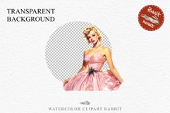 50s Christmas Lady Clipart Retro House Wife Women PNG Pin Up Girl Art Image Watercolor Transparent Print illustration sublimation creepy printable digital watercolor Pink Pin Up christmas Lady, Retro Women clipart, xmas character house wife Girl art 