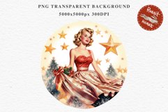 50s Christmas Lady Clipart Retro House Wife Women PNG Pin Up Girl Art Image Watercolor Transparent Print illustration sublimation creepy printable digital watercolor Pink Pin Up christmas Lady, Retro Women clipart, xmas character house wife Girl art 