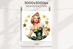 50s Christmas Lady Clipart Retro House Wife Women PNG Pin Up Girl Art Image Watercolor Transparent Print illustration sublimation creepy printable digital watercolor Pink Pin Up christmas Lady, Retro Women clipart, xmas character house wife Girl art 
