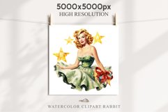 50s Christmas Lady Clipart Retro House Wife Women PNG Pin Up Girl Art Image Watercolor Transparent Print illustration sublimation creepy printable digital watercolor Pink Pin Up christmas Lady, Retro Women clipart, xmas character house wife Girl art 