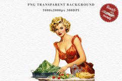 50s Christmas Lady Clipart Retro House Wife Women PNG Pin Up Girl Art Image Watercolor Transparent Print illustration sublimation creepy printable digital  watercolor Pink Pin Up christmas Lady, Retro Women clipart, xmas character house wife Girl art 