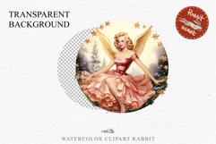 50s Christmas Lady Clipart Retro House Wife Women PNG Pin Up Girl Art Image Watercolor Transparent Print illustration sublimation creepy printable digital watercolor Pink Pin Up christmas Lady, Retro Women clipart, xmas character house wife Girl art 
