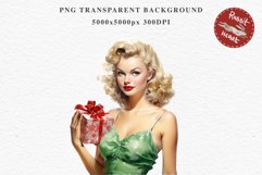 50s Christmas Lady Clipart Retro House Wife Women PNG Pin Up Girl Art Image Watercolor Transparent Print illustration sublimation creepy printable digital  watercolor Pink Pin Up christmas Lady, Retro Women clipart, xmas character house wife Girl art 