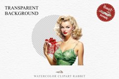 50s Christmas Lady Clipart Retro House Wife Women PNG Pin Up Girl Art Image Watercolor Transparent Print illustration sublimation creepy printable digital  watercolor Pink Pin Up christmas Lady, Retro Women clipart, xmas character house wife Girl art 