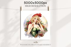 50s Christmas Lady Clipart Retro House Wife Women PNG Pin Up Girl Art Image Watercolor Transparent Print illustration sublimation creepy printable digital watercolor Pink Pin Up christmas Lady, Retro Women clipart, xmas character house wife Girl art 
