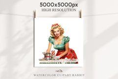 50s Christmas Lady Clipart Retro House Wife Women PNG Pin Up Girl Art Image Watercolor Transparent Print illustration sublimation creepy printable digital  watercolor Pink Pin Up christmas Lady, Retro Women clipart, xmas character house wife Girl art 