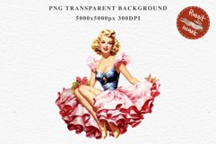 50s Christmas Lady Clipart Retro House Wife Women PNG Pin Up Girl Art Image Watercolor Transparent Print illustration sublimation creepy printable digital watercolor Pink Pin Up christmas Lady, Retro Women clipart, xmas character house wife Girl art 