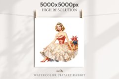 50s Christmas Lady Clipart Retro House Wife Women PNG Pin Up Girl Art Image Watercolor Transparent Print illustration sublimation creepy printable digital watercolor Pink Pin Up christmas Lady, Retro Women clipart, xmas character house wife Girl art 