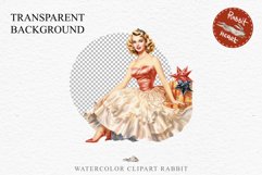 50s Christmas Lady Clipart Retro House Wife Women PNG Pin Up Girl Art Image Watercolor Transparent Print illustration sublimation creepy printable digital watercolor Pink Pin Up christmas Lady, Retro Women clipart, xmas character house wife Girl art 