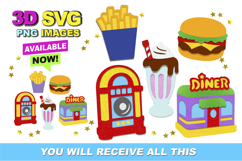 50s Diner Elements 3D SVG Product Image 1