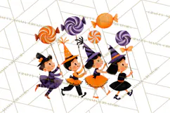 Vintage Halloween Parade Clipart PNG, Halloween Kids Png Product Image 3