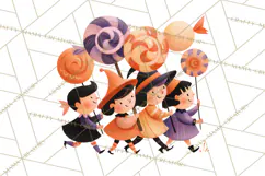 Vintage Halloween Parade Clipart PNG, Halloween Kids Png Product Image 4
