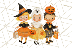 Vintage Halloween Parade Clipart PNG, Halloween Kids Png Product Image 3