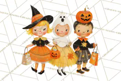 Vintage Halloween Parade Clipart PNG, Halloween Kids Png Product Image 3